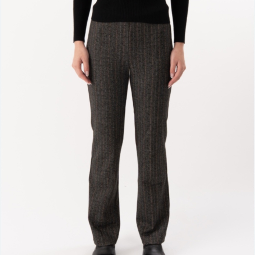 Vintage Elliott Lauren‎ Gray Pinstriped Flat Front Career Trousers Women's 8 EUC